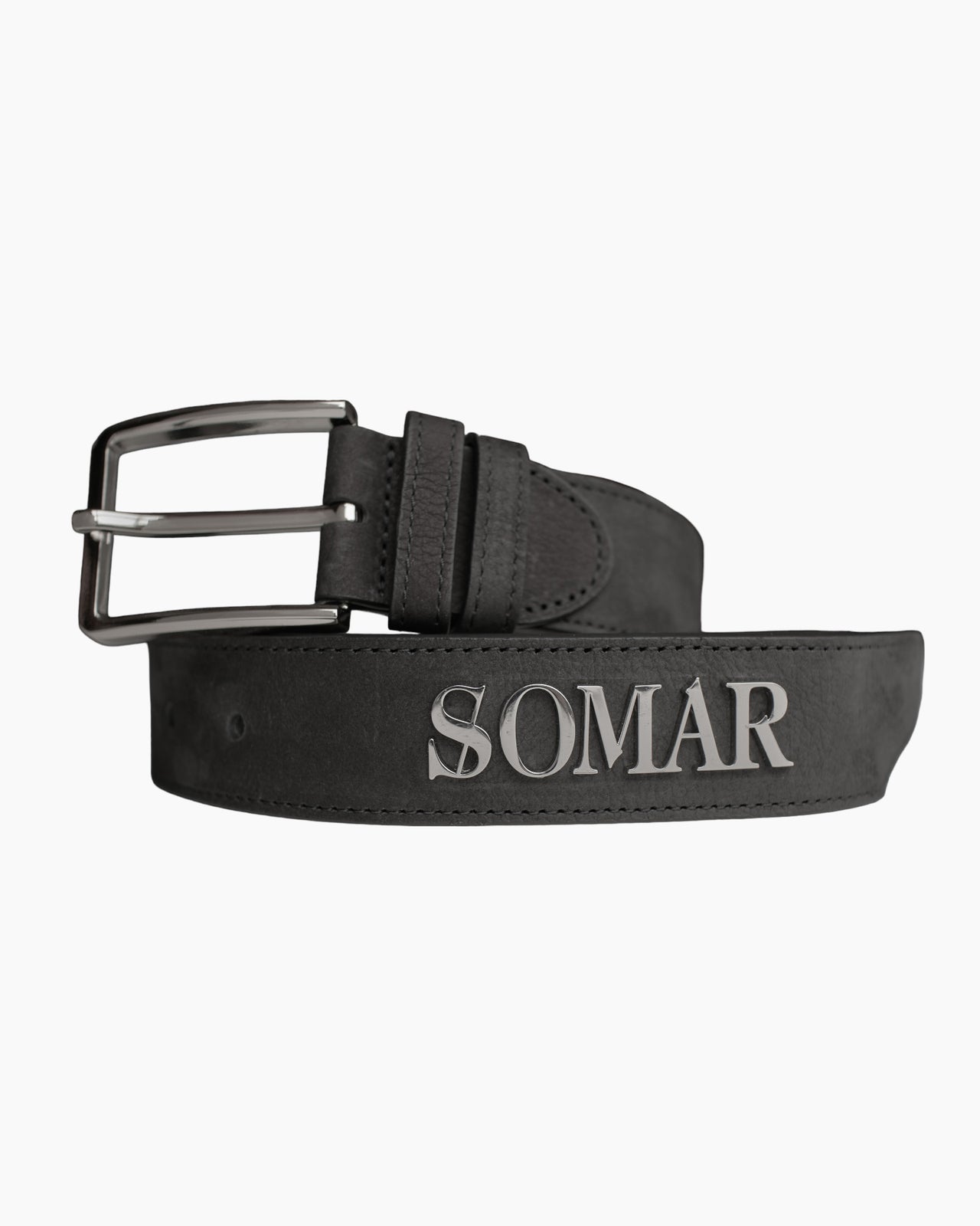 METAL DECAL LEATHER BELT
