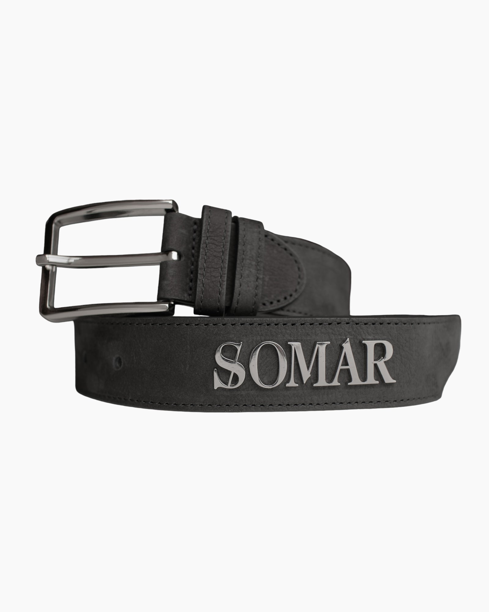 METAL DECAL LEATHER BELT