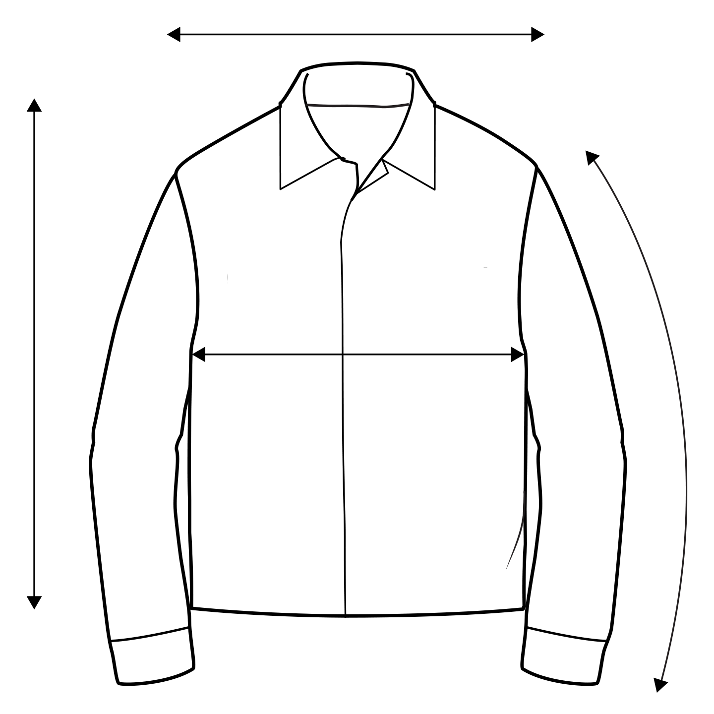 Outerwear measuring diagram